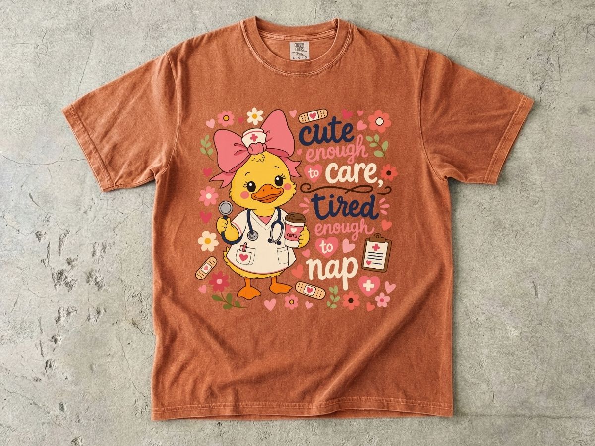 Cute Enough to Care Nurse Shirt | Funny Tired RN Tee