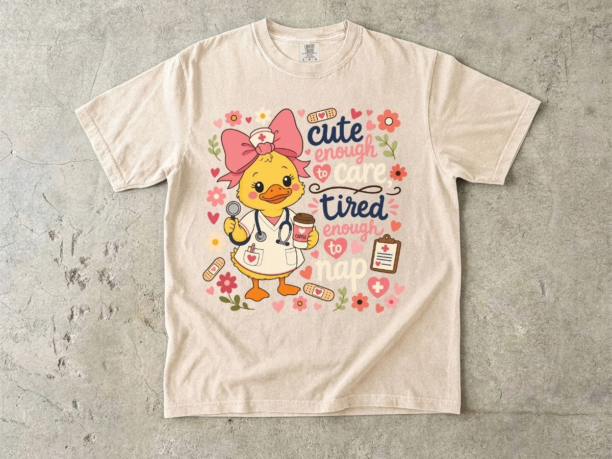 Cute Enough to Care Nurse Shirt | Funny Tired RN Tee