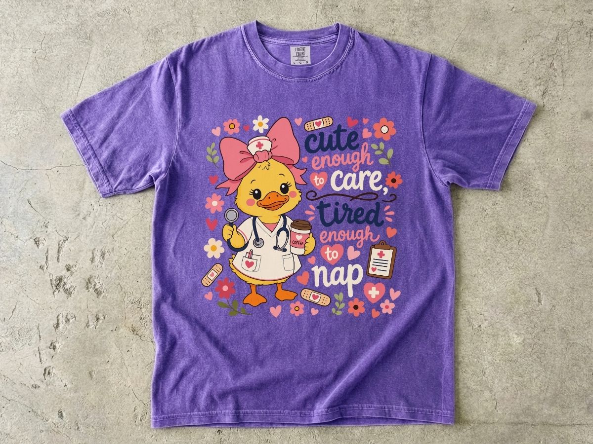 Cute Enough to Care Nurse Shirt | Funny Tired RN Tee