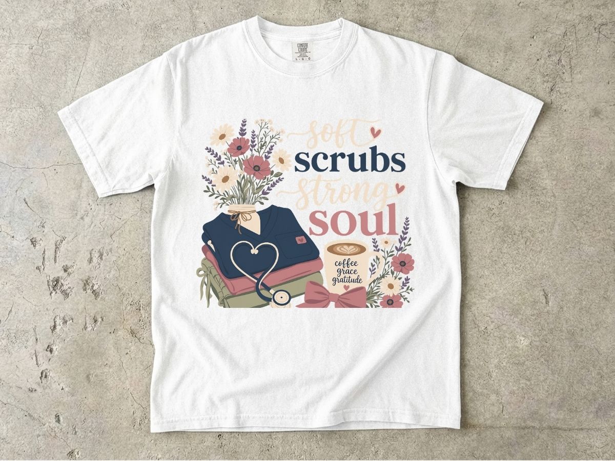 Soft Scrubs Strong Soul Shirt | Floral Nurse Gift Tee