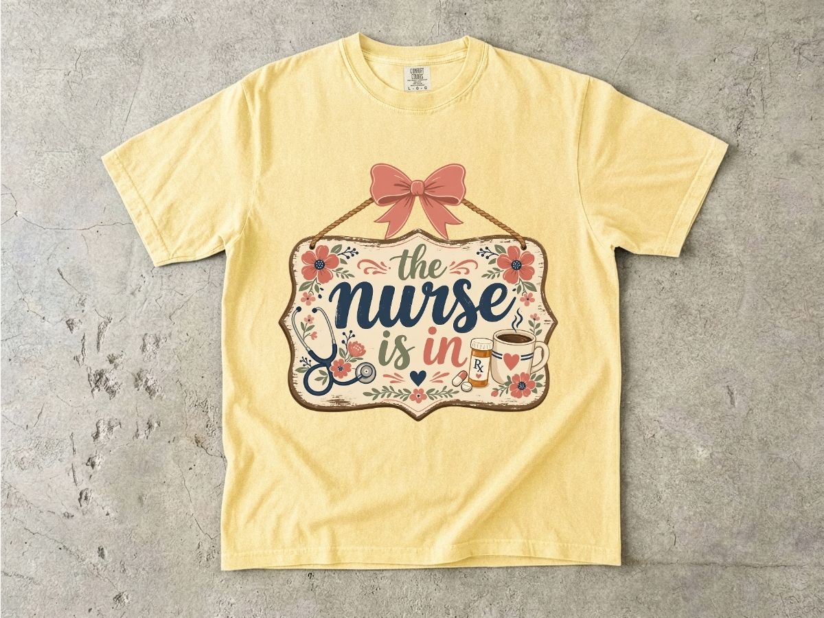 The Nurse Is In Shirt | Cute Floral RN Nurse Tee