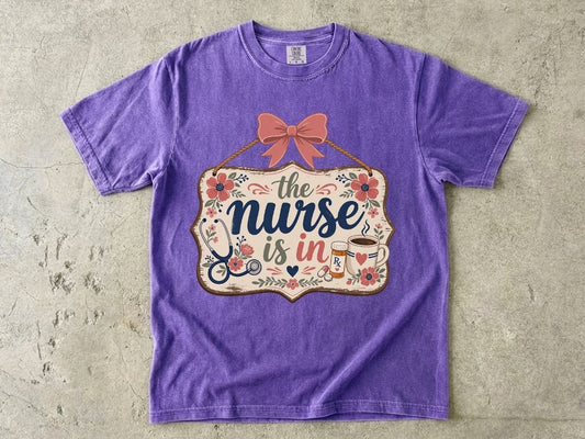 The Nurse Is In Shirt | Cute Floral RN Nurse Tee