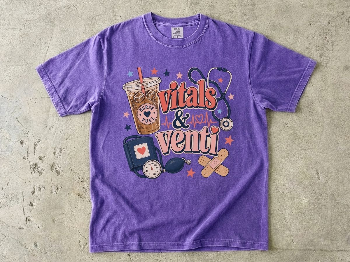 Vitals & Venti T-Shirt — Nurse & Healthcare Coffee Lovers Tee
