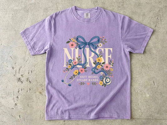 Soft Heart Steady Hands Nurse Shirt | Floral Nurse Gift