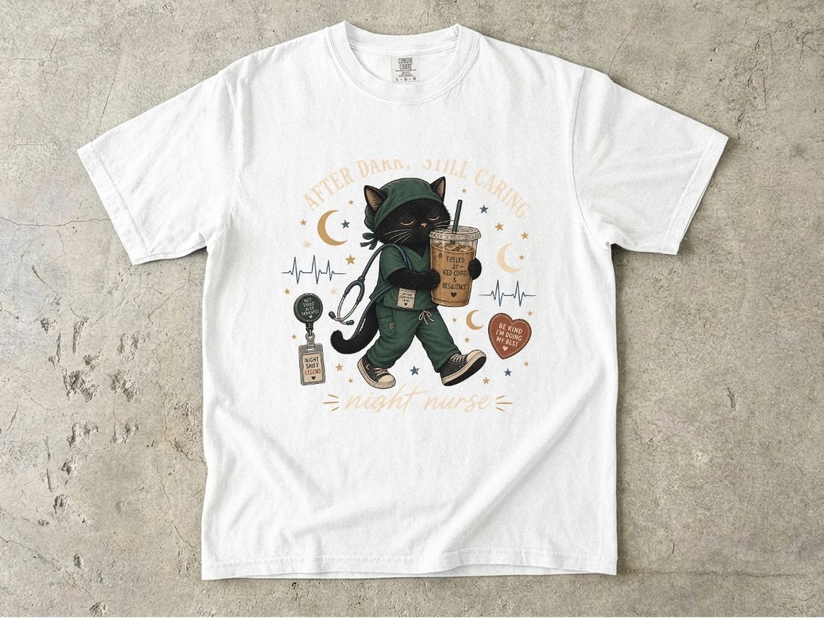 Cat Coffee Walk T-Shirt — 'Live, Love, Sip, Love' Cute Cat Iced Coffee Graphic Tee