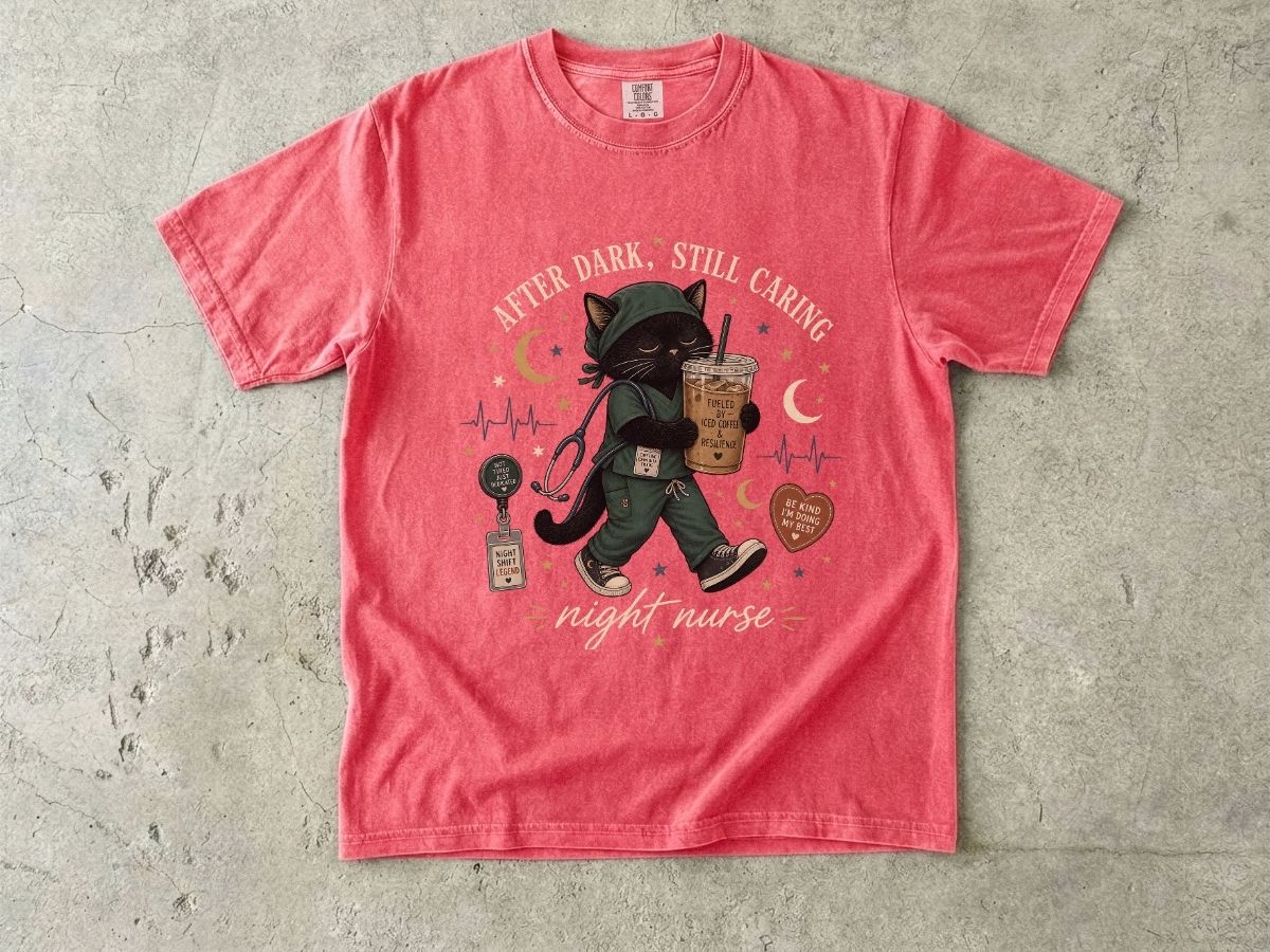 Cat Coffee Walk T-Shirt — 'Live, Love, Sip, Love' Cute Cat Iced Coffee Graphic Tee