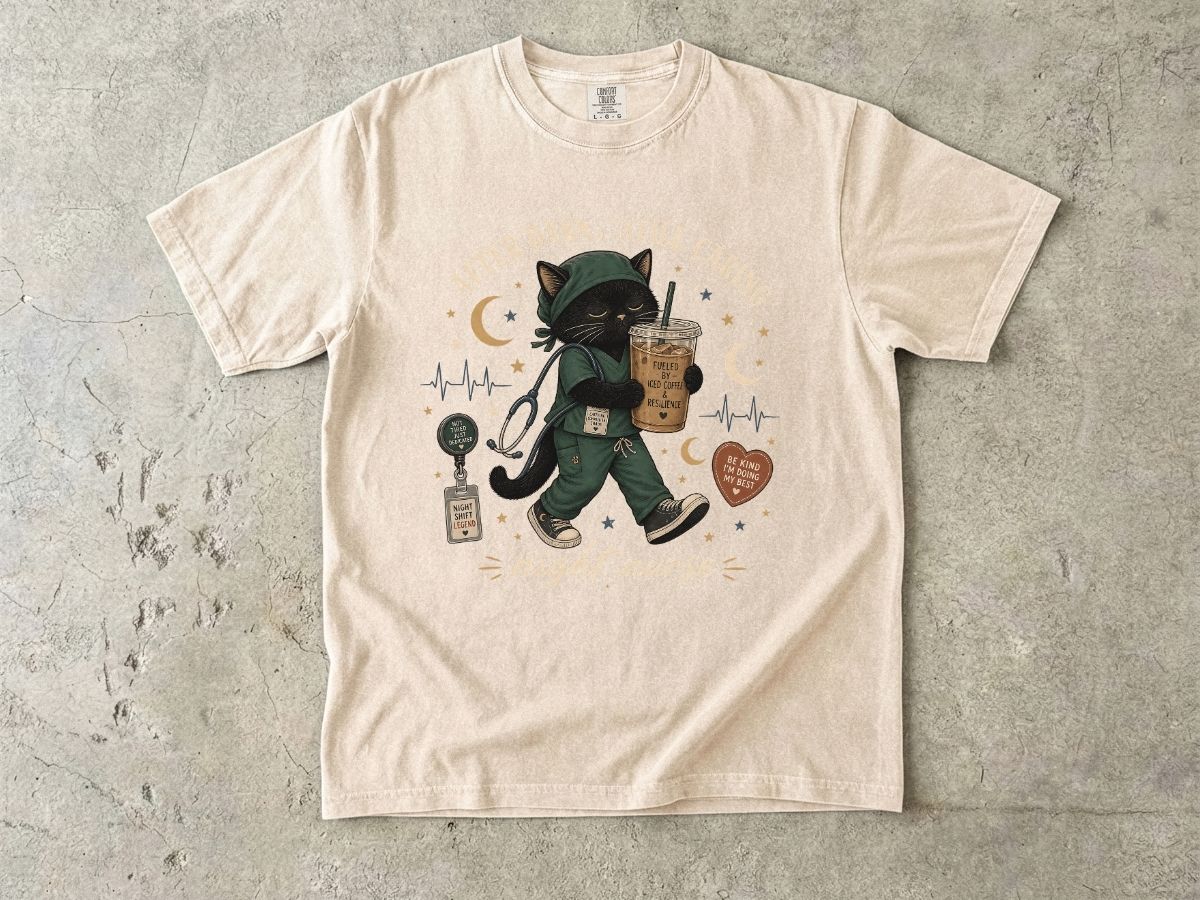 Cat Coffee Walk T-Shirt — 'Live, Love, Sip, Love' Cute Cat Iced Coffee Graphic Tee