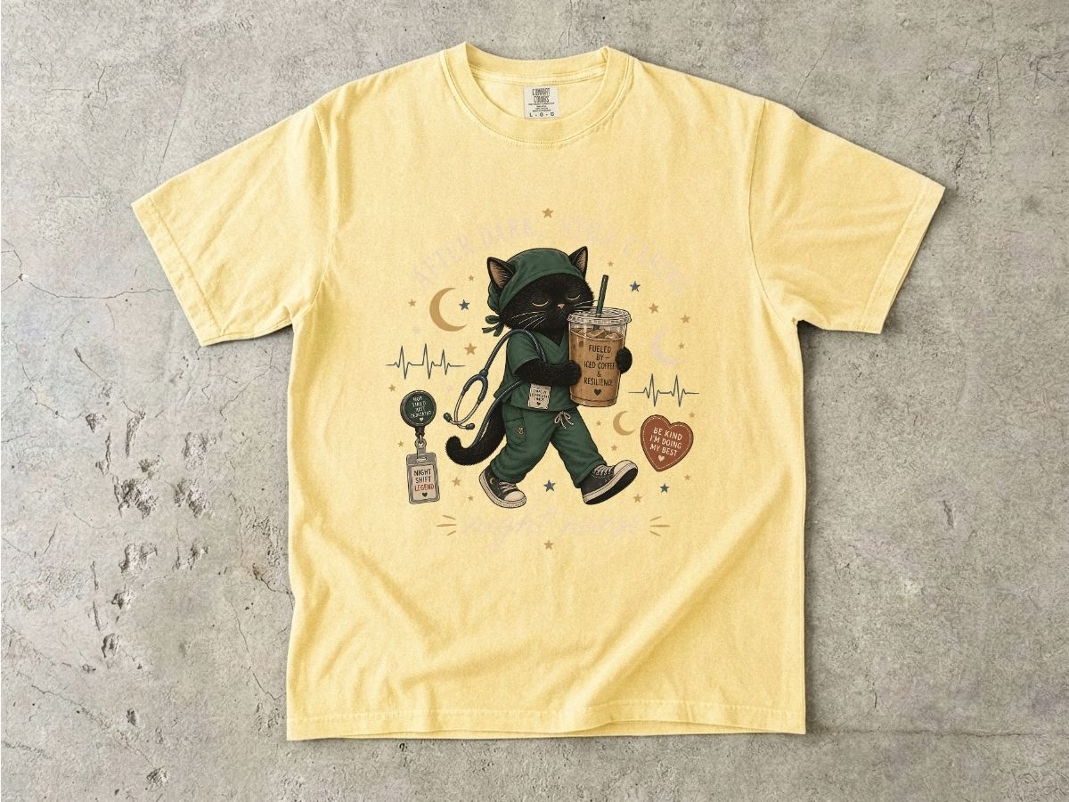 Cat Coffee Walk T-Shirt — 'Live, Love, Sip, Love' Cute Cat Iced Coffee Graphic Tee