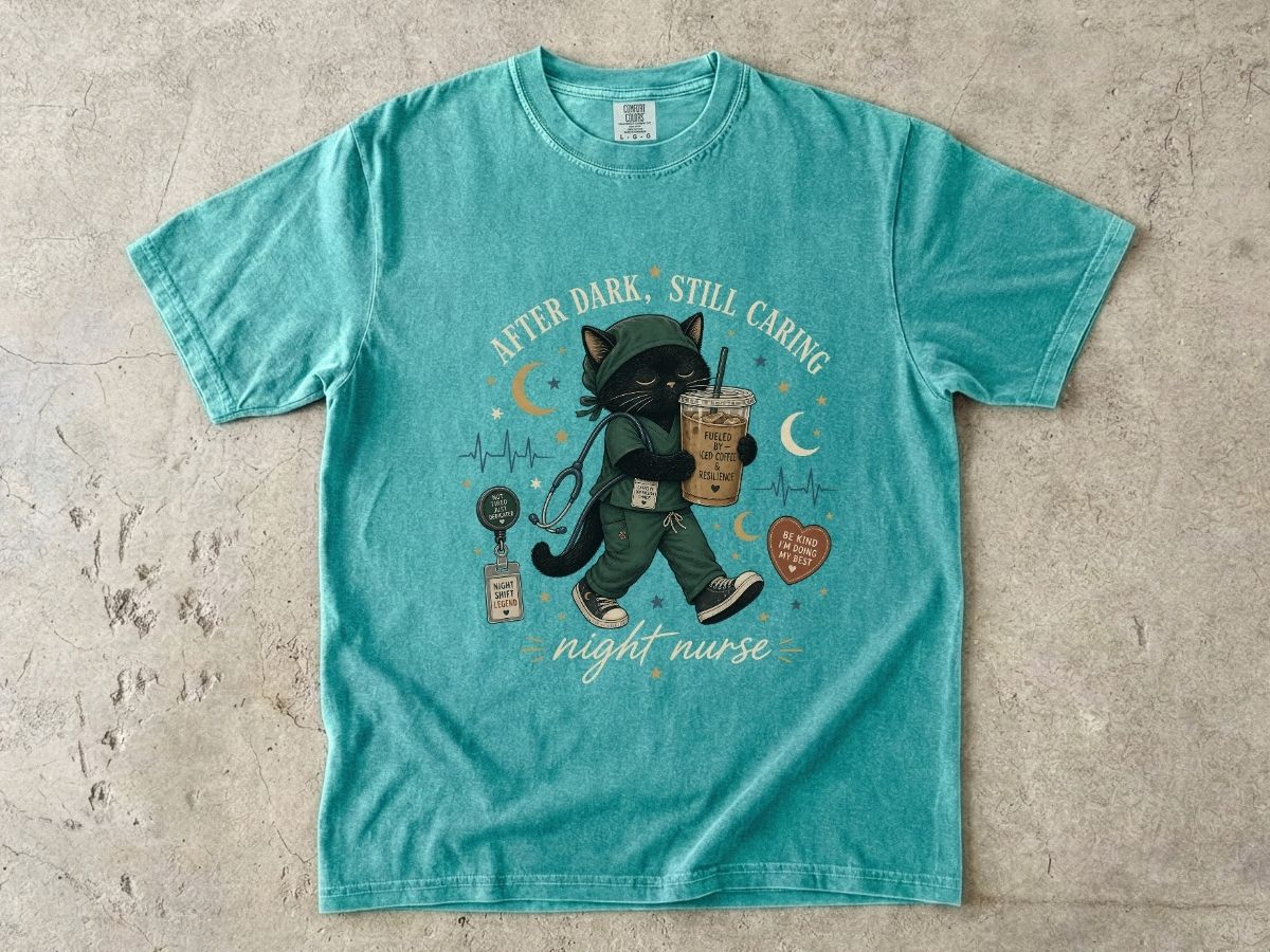 Cat Coffee Walk T-Shirt — 'Live, Love, Sip, Love' Cute Cat Iced Coffee Graphic Tee