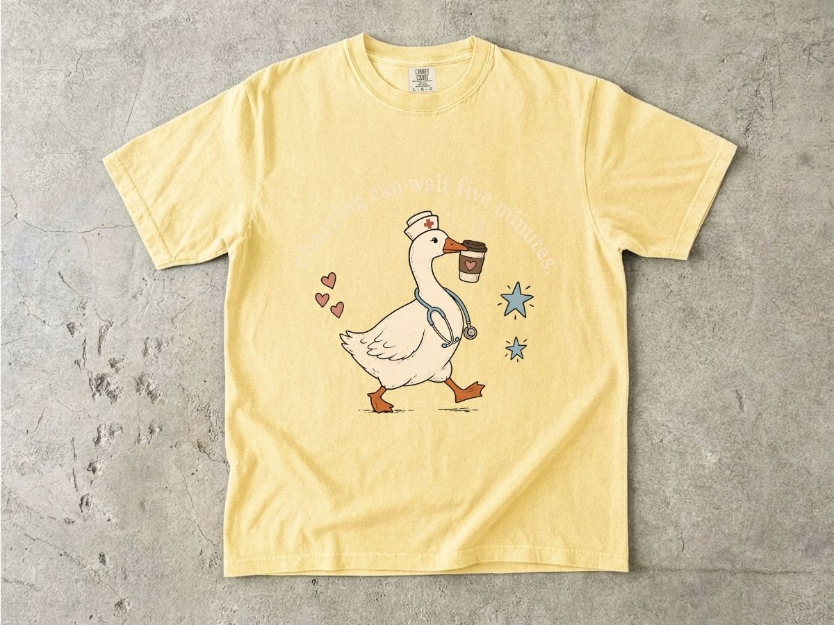 Duck Coffee Tee — Cute Duck Carrying Coffee Graphic T-Shirt