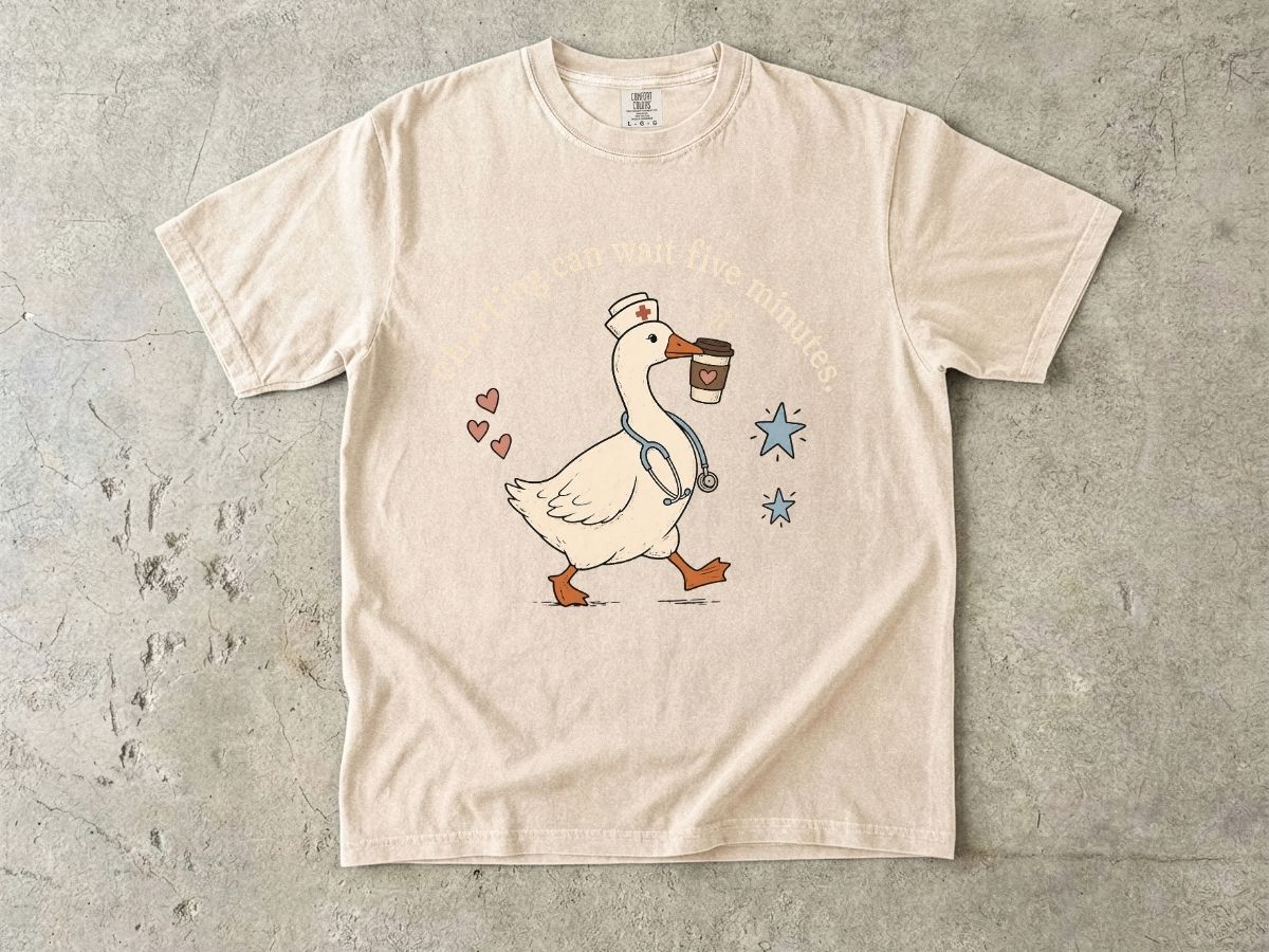 Duck Coffee Tee — Cute Duck Carrying Coffee Graphic T-Shirt