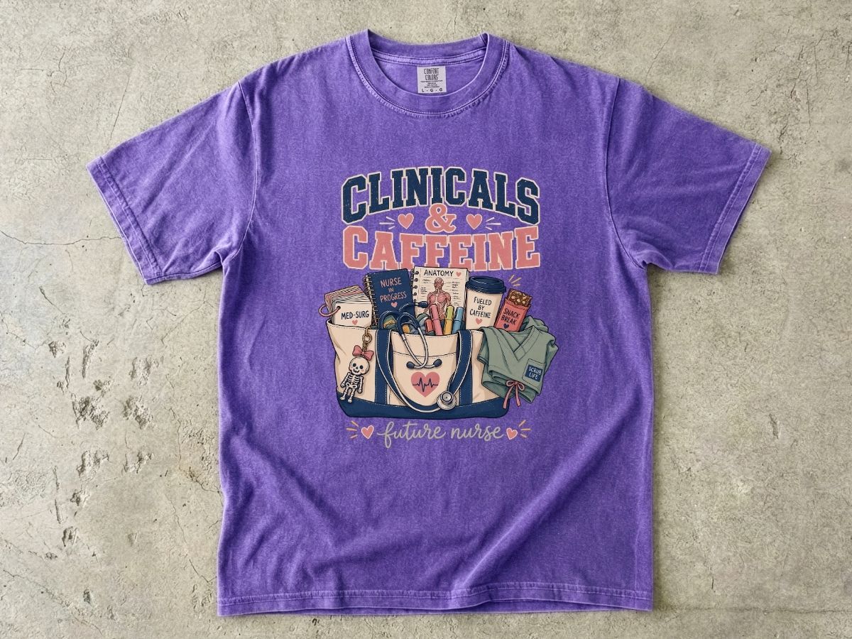 Clinicals & Caffeine T-Shirt — Future Nurse Coffee Tee
