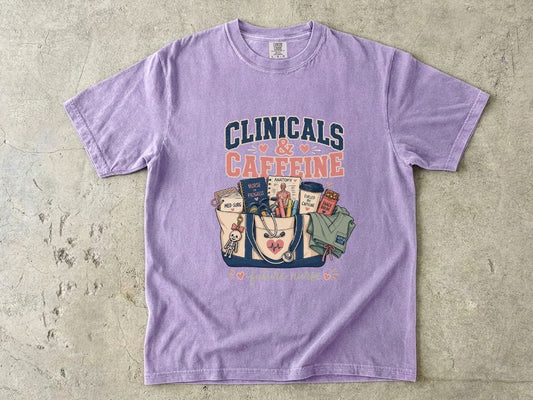 Clinicals & Caffeine T-Shirt — Future Nurse Coffee Tee