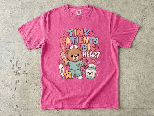 Tiny Patients Big Heart T-Shirt — Cute Pediatric Nurse Bear Tee