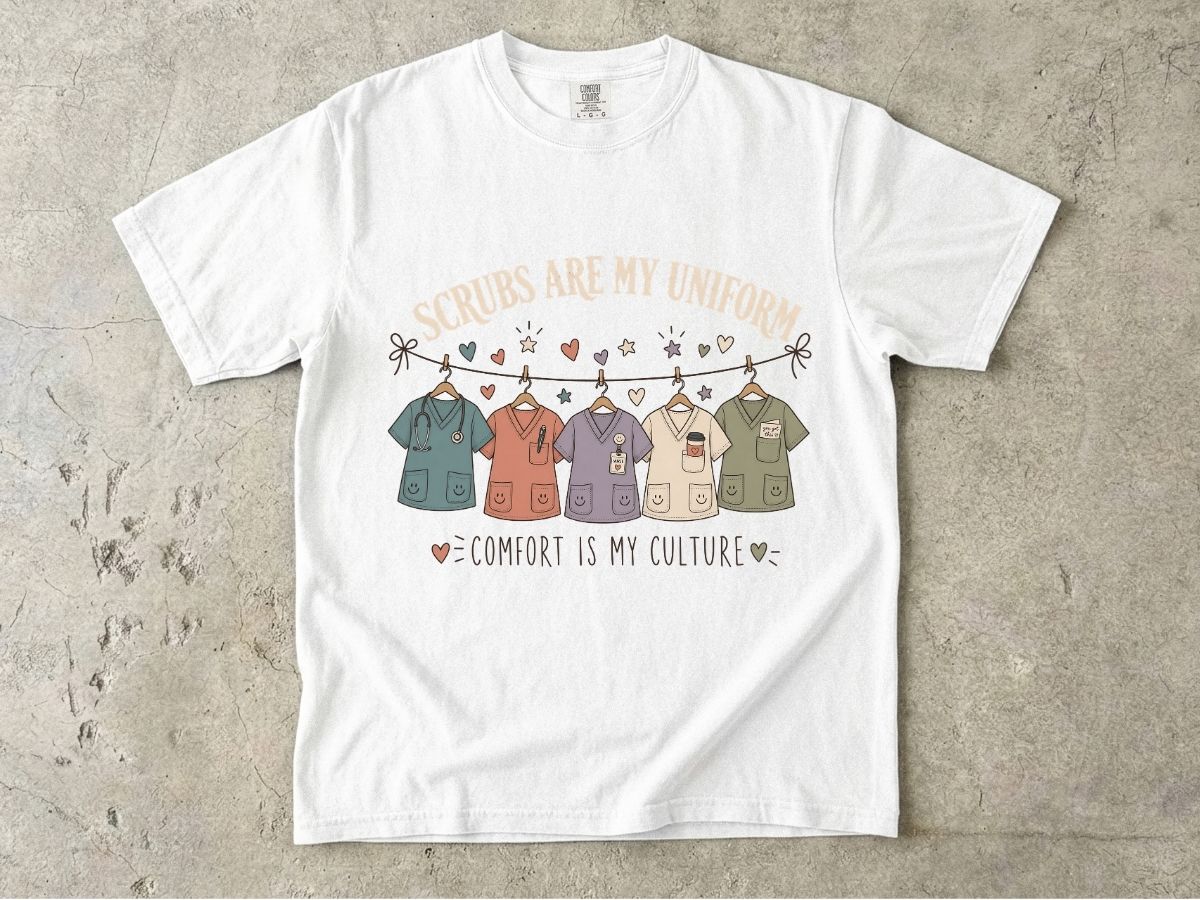Scrubs Are My Uniform Nurse Shirt | Cute RN Scrub Life Tee