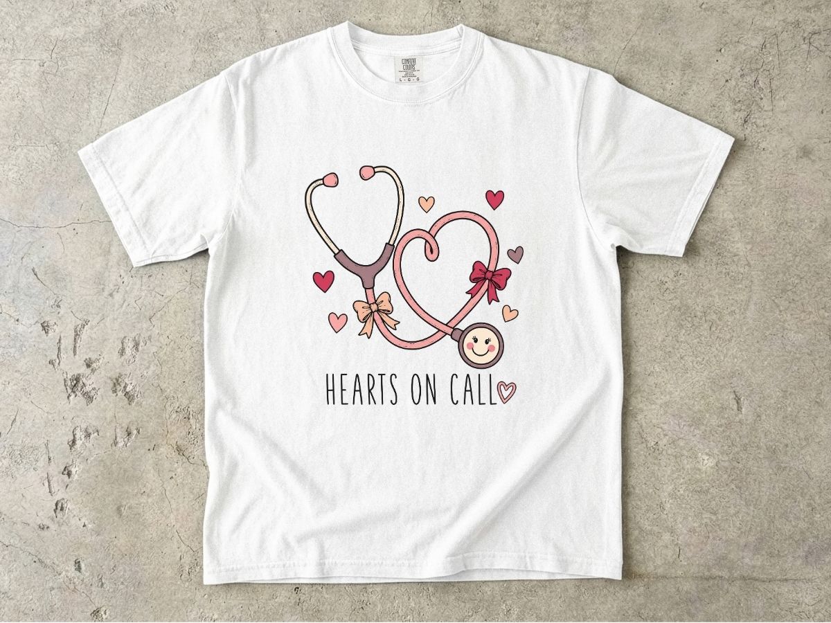 Hearts on Call Nurse Shirt | Cute Stethoscope RN Tee