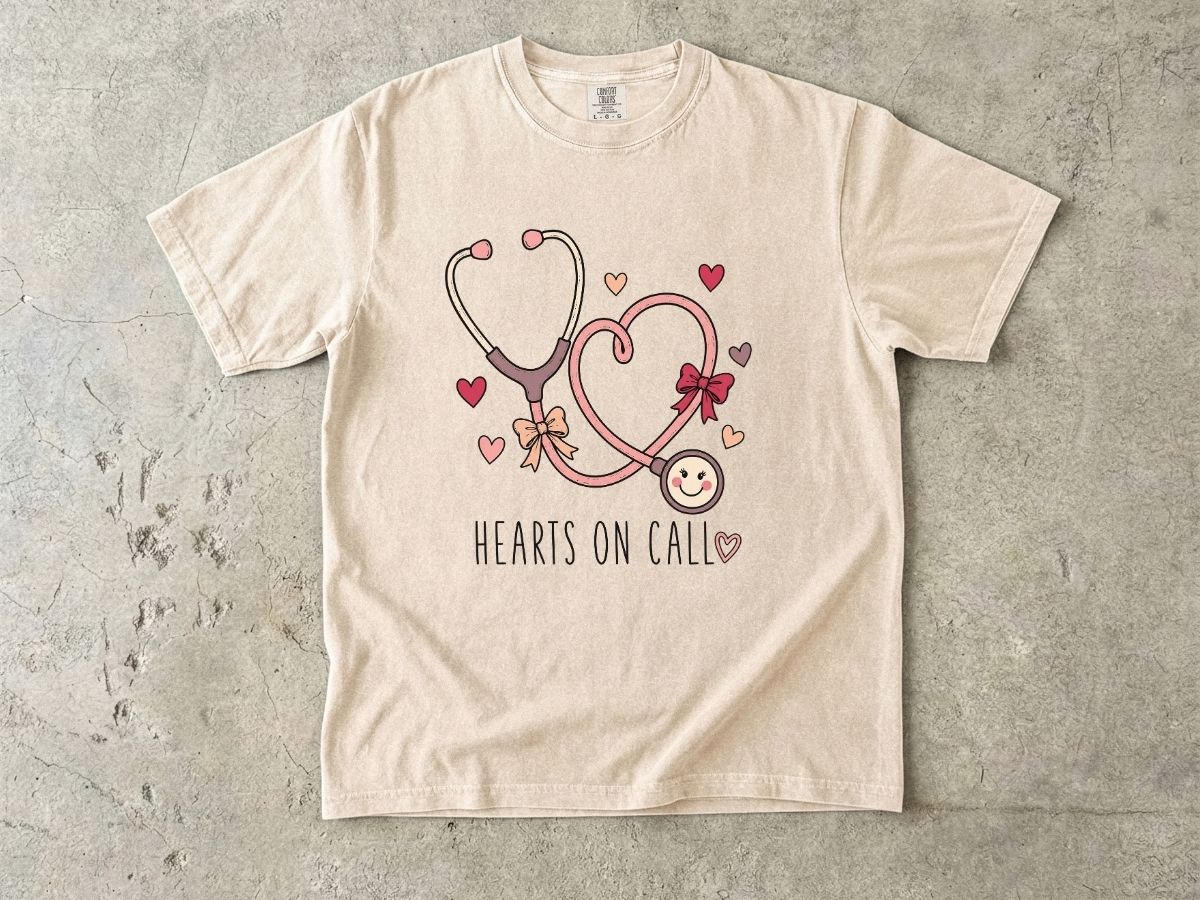 Hearts on Call Nurse Shirt | Cute Stethoscope RN Tee