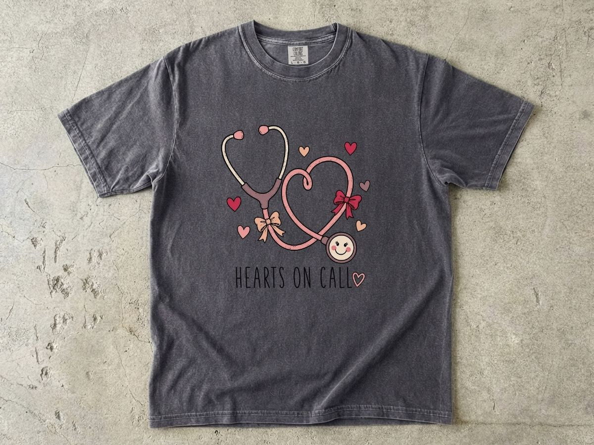 Hearts on Call Nurse Shirt | Cute Stethoscope RN Tee