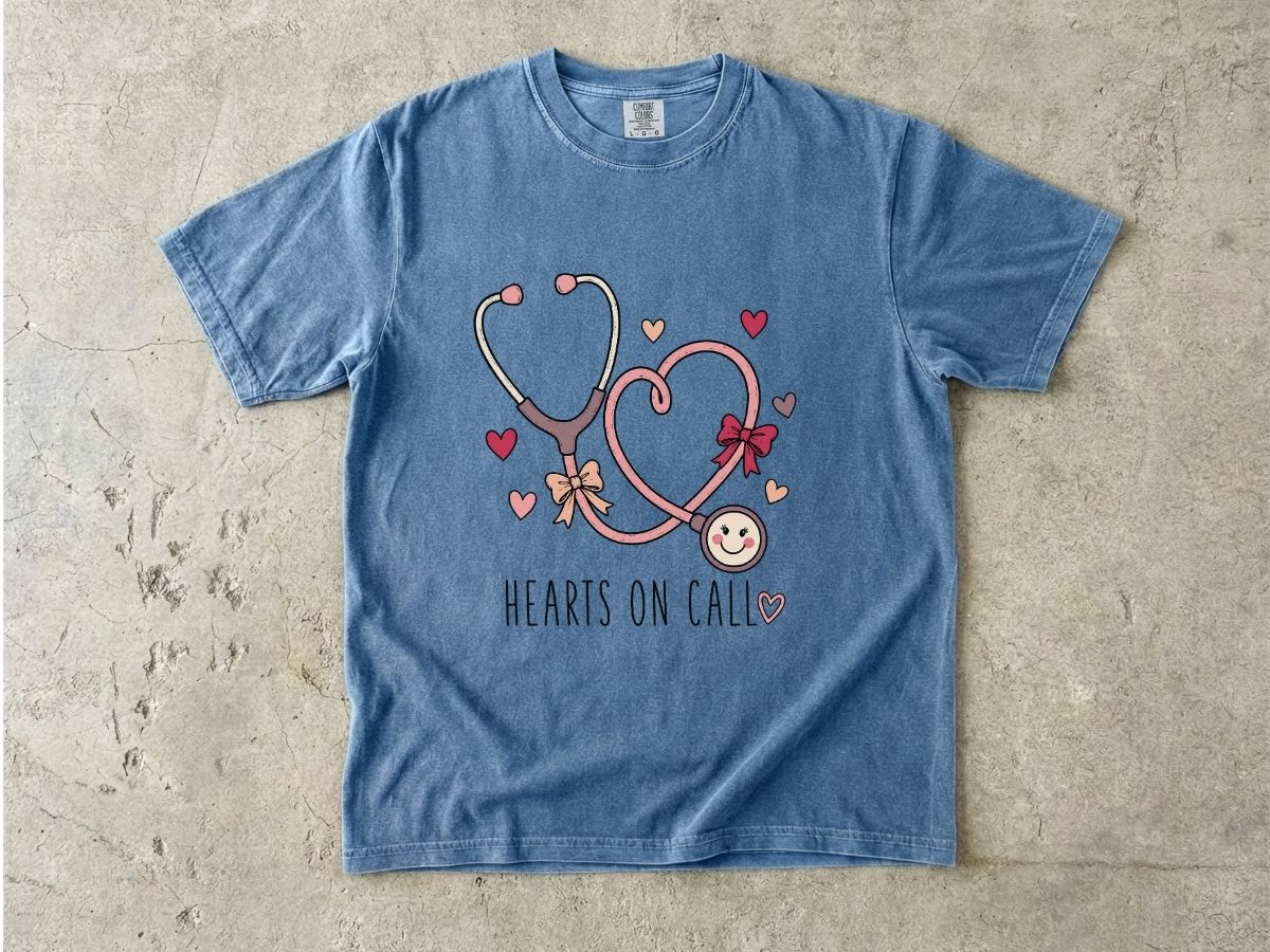 Hearts on Call Nurse Shirt | Cute Stethoscope RN Tee