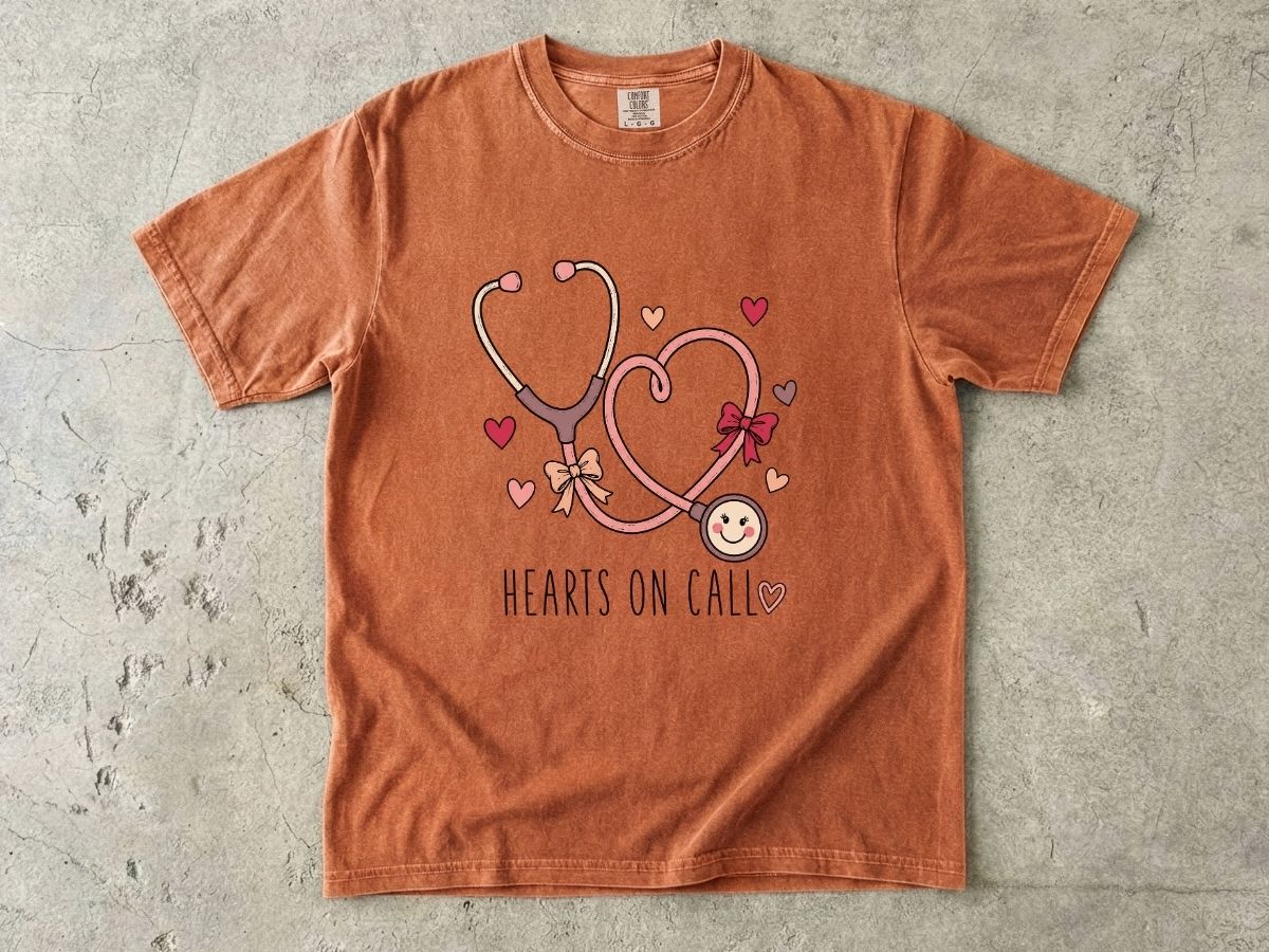Hearts on Call Nurse Shirt | Cute Stethoscope RN Tee