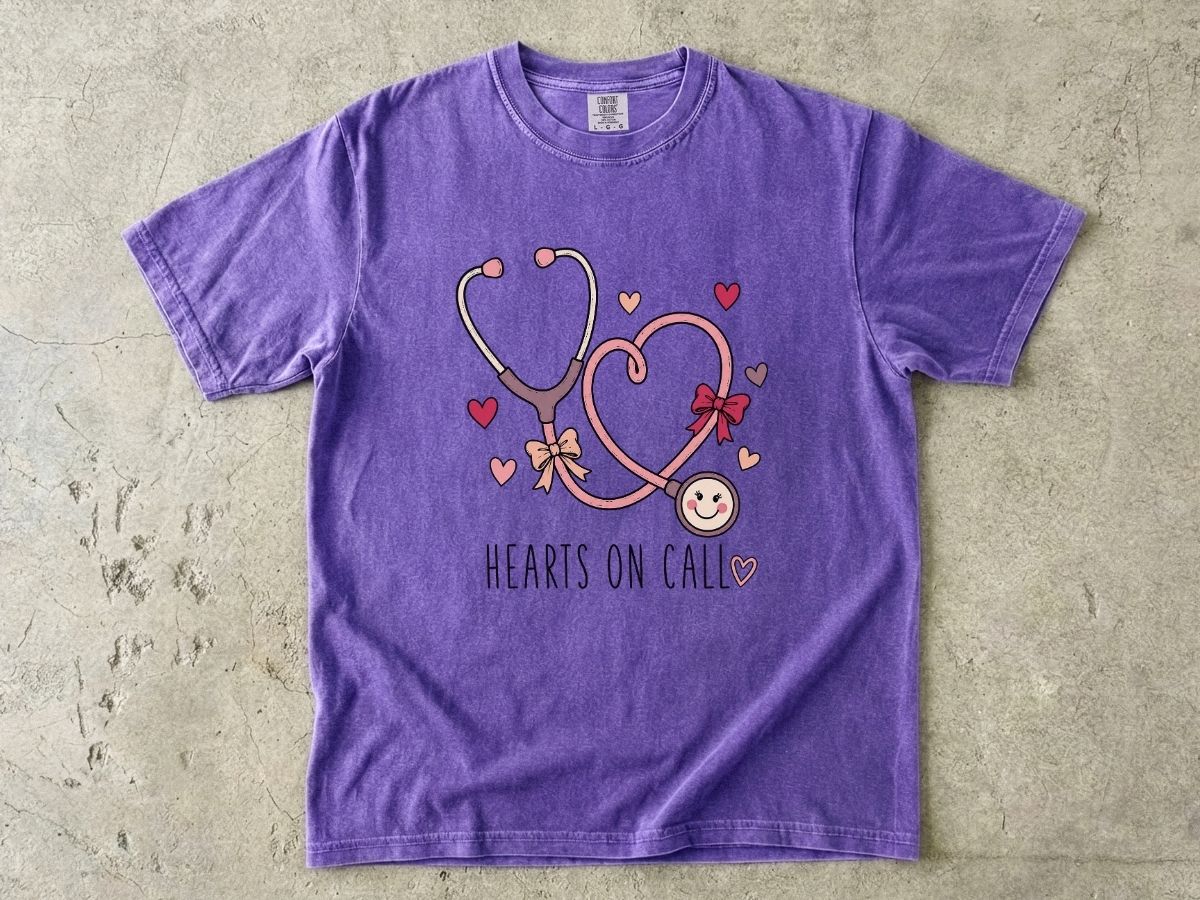 Hearts on Call Nurse Shirt | Cute Stethoscope RN Tee