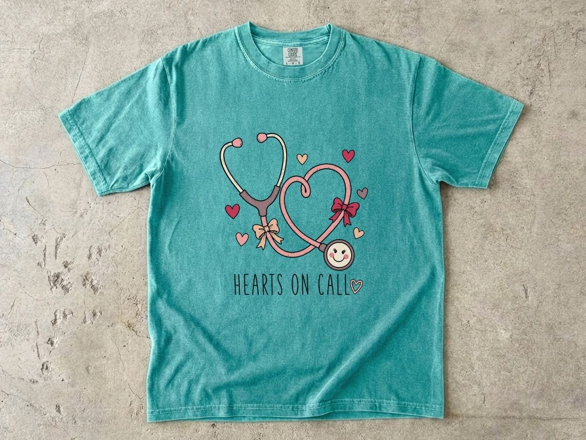 Hearts on Call Nurse Shirt | Cute Stethoscope RN Tee