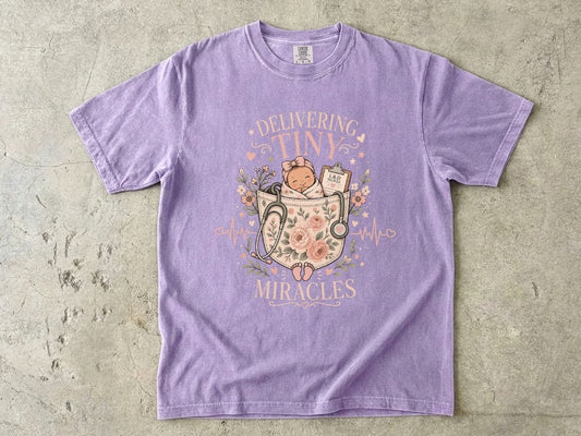 Delivering Tiny Miracles L&D Nurse Shirt | Labor & Delivery RN Tee