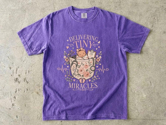 Delivering Tiny Miracles L&D Nurse Shirt | Labor & Delivery RN Tee