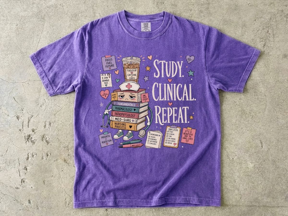 Study Clinical Repeat Nursing Student Shirt | Nursing School Tee