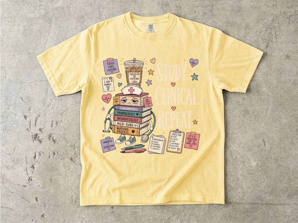 Study Clinical Repeat Nursing Student Shirt | Nursing School Tee