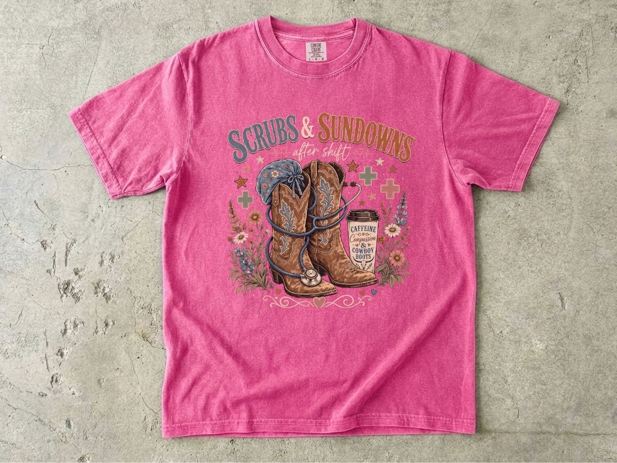 Scrubs & Sundowns Nurse Shirt | Western Country RN Tee
