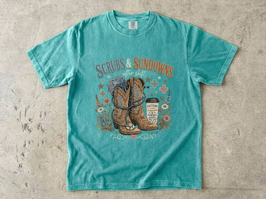 Scrubs & Sundowns Nurse Shirt | Western Country RN Tee