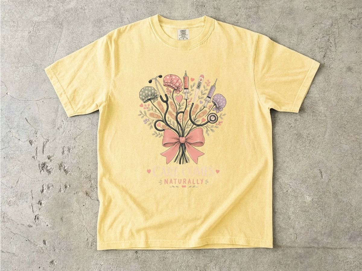 Care Comes Naturally Nurse Shirt | Floral RN Tee