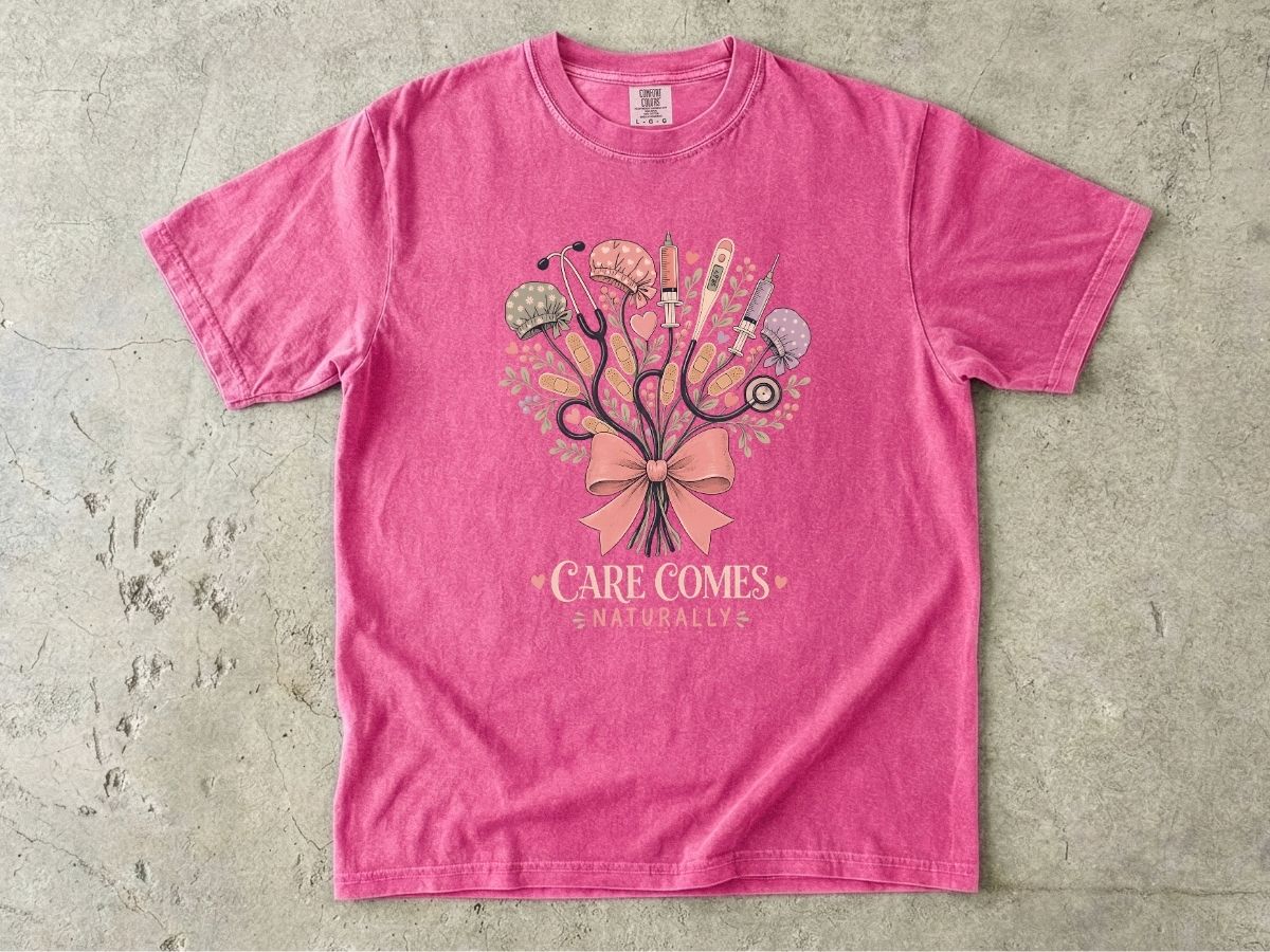 Care Comes Naturally Nurse Shirt | Floral RN Tee
