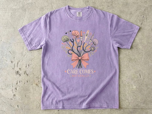 Care Comes Naturally Nurse Shirt | Floral RN Tee