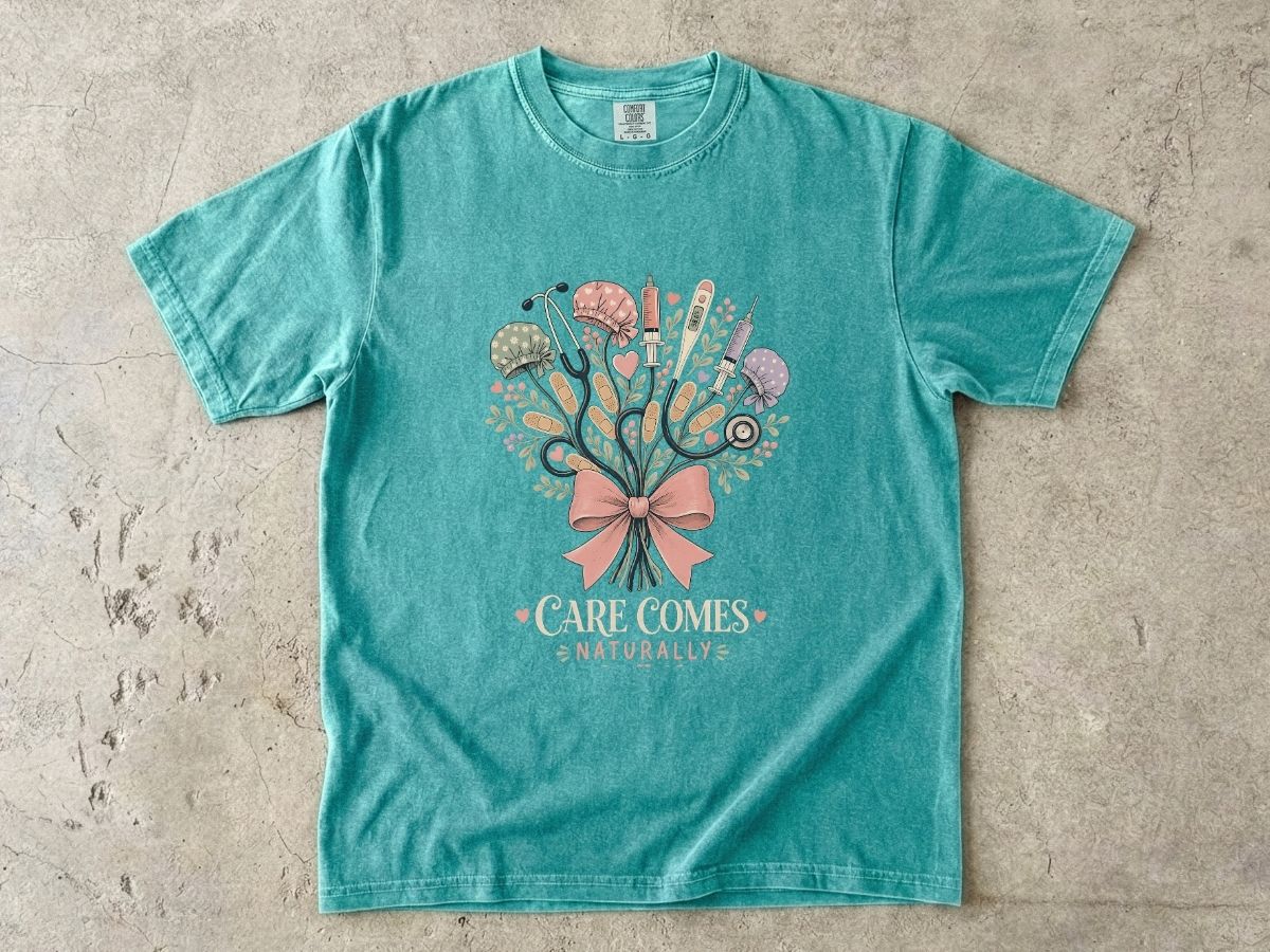 Care Comes Naturally Nurse Shirt | Floral RN Tee