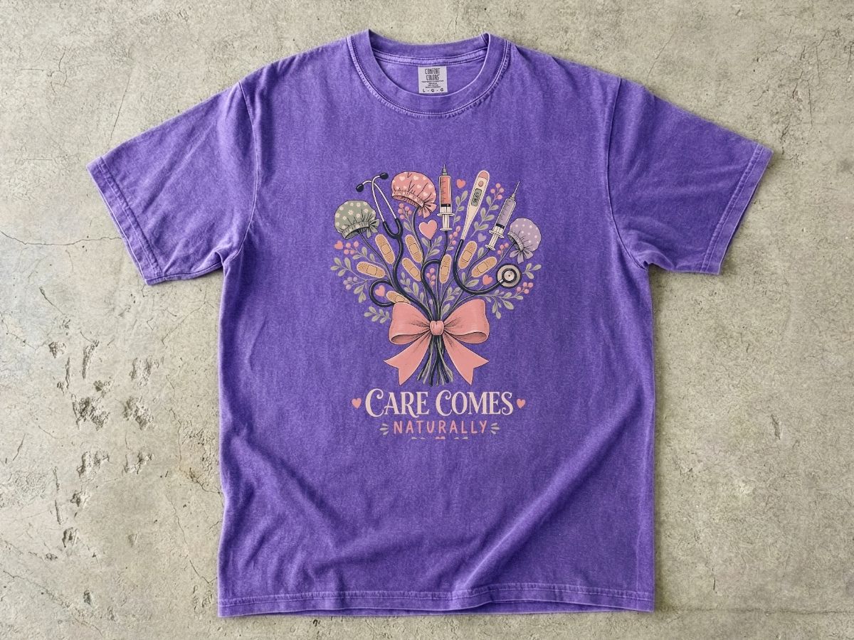Care Comes Naturally Nurse Shirt | Floral RN Tee