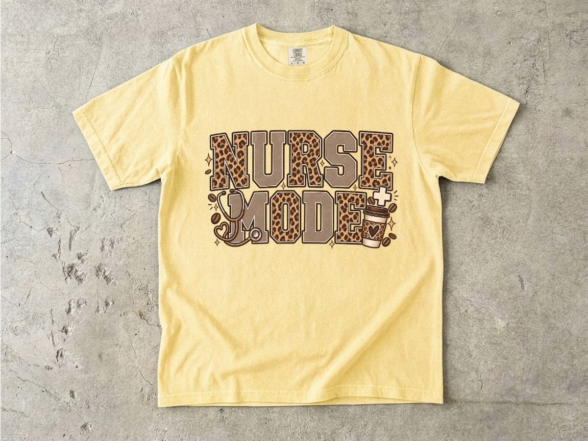 Nurse Mode T-Shirt — Leopard Print Medical Tee for Nurses