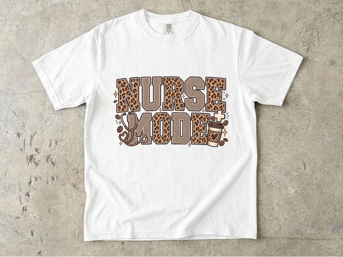 Nurse Mode T-Shirt — Leopard Print Medical Tee for Nurses