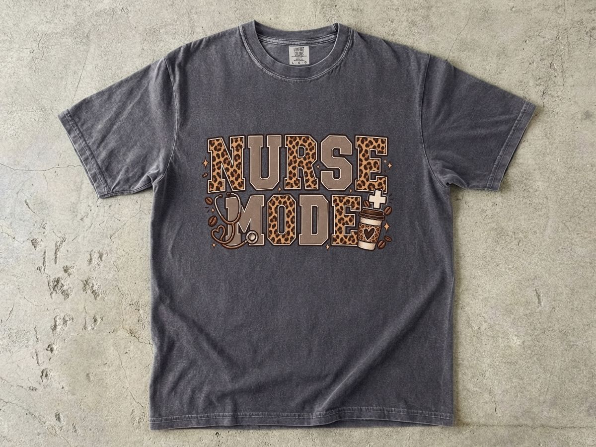 Nurse Mode T-Shirt — Leopard Print Medical Tee for Nurses