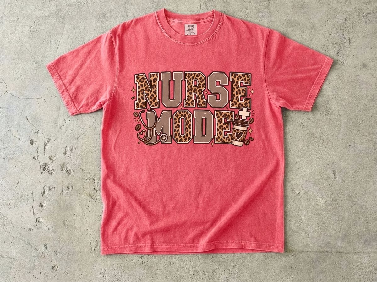 Nurse Mode T-Shirt — Leopard Print Medical Tee for Nurses
