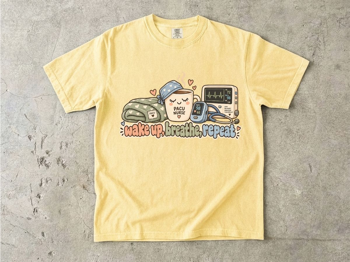 Wake Up Breathe Repeat Nurse Shirt | Cute RN Graphic Tee