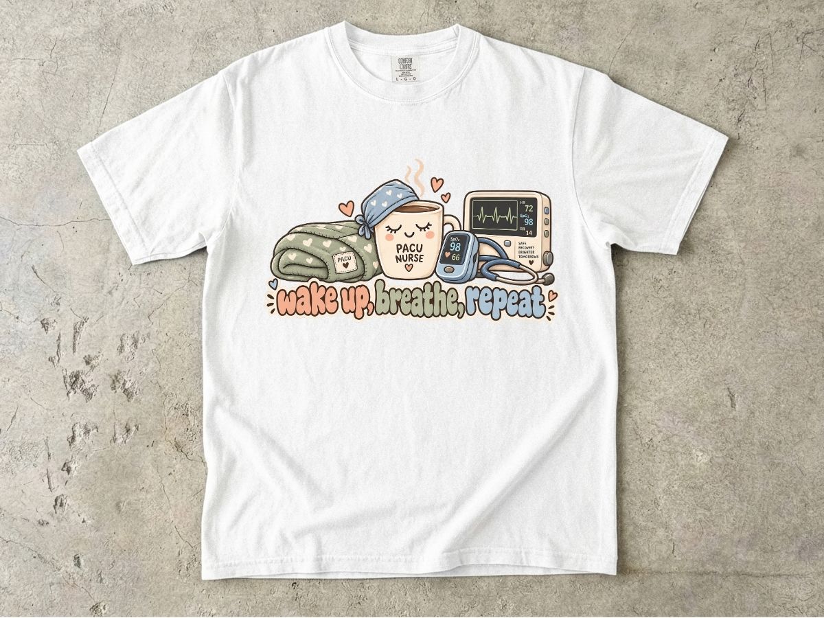 Wake Up Breathe Repeat Nurse Shirt | Cute RN Graphic Tee
