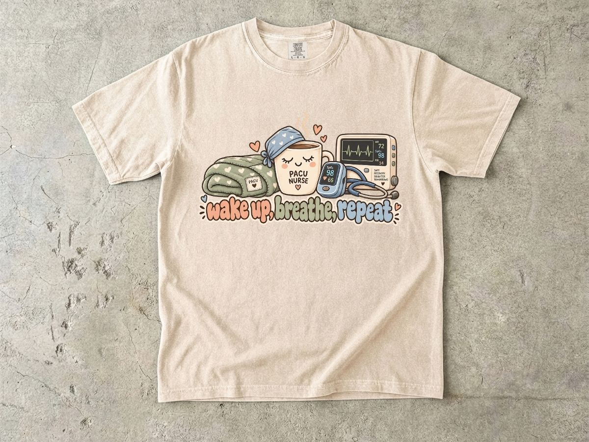 Wake Up Breathe Repeat Nurse Shirt | Cute RN Graphic Tee