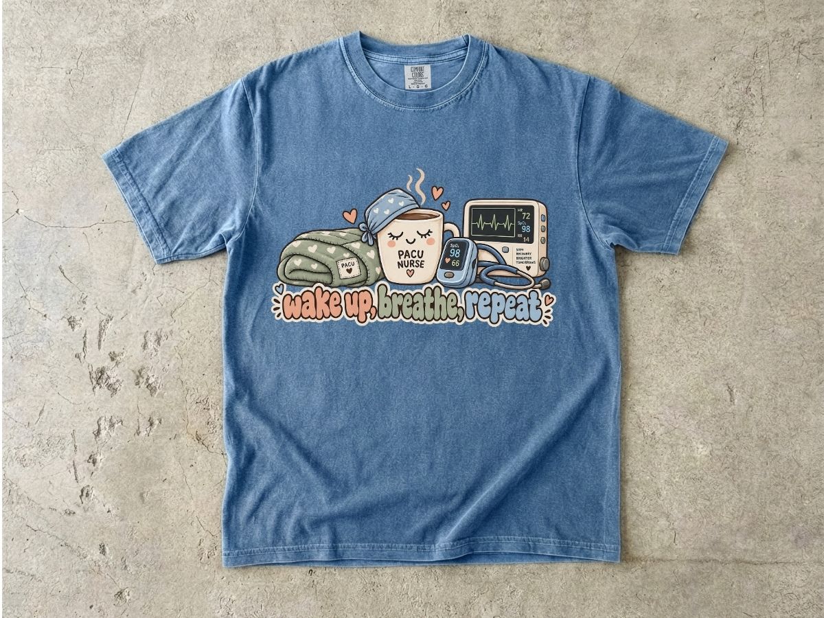 Wake Up Breathe Repeat Nurse Shirt | Cute RN Graphic Tee