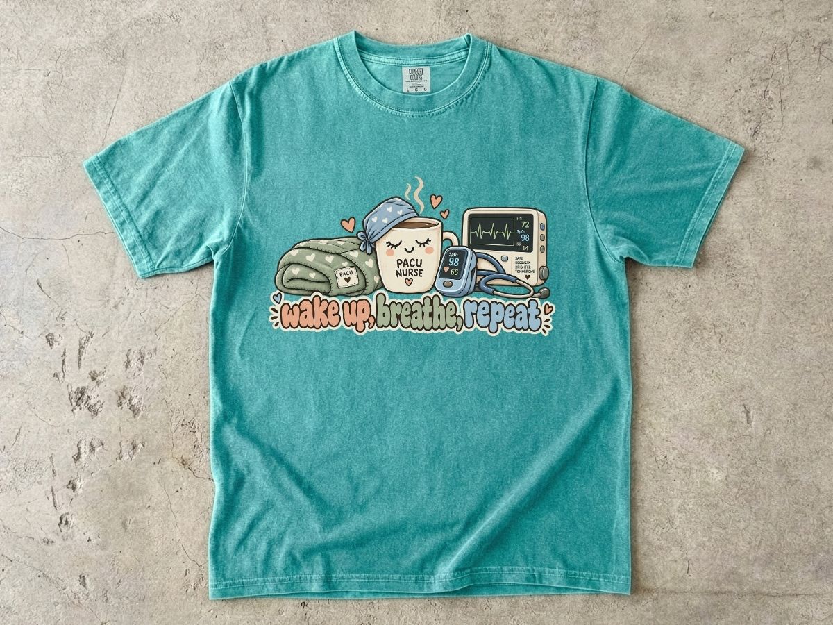 Wake Up Breathe Repeat Nurse Shirt | Cute RN Graphic Tee