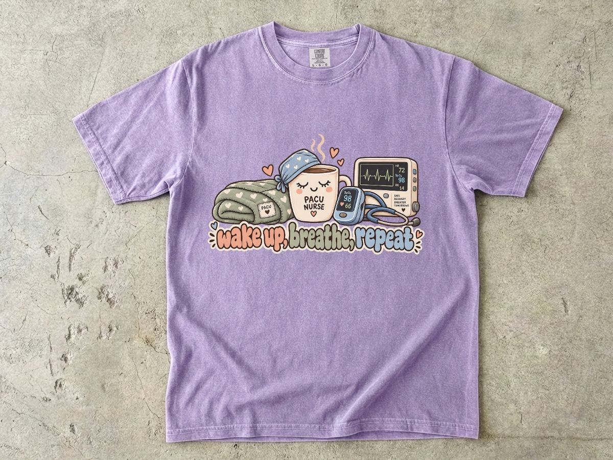 Wake Up Breathe Repeat Nurse Shirt | Cute RN Graphic Tee