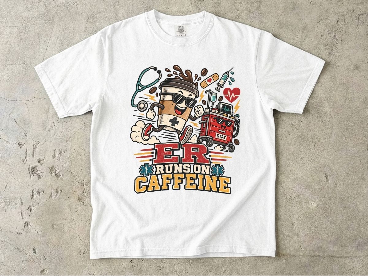 ER Runs on Caffeine Nurse Shirt | ER Nurse Graphic Tee