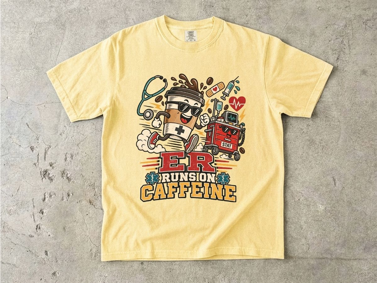 ER Runs on Caffeine Nurse Shirt | ER Nurse Graphic Tee