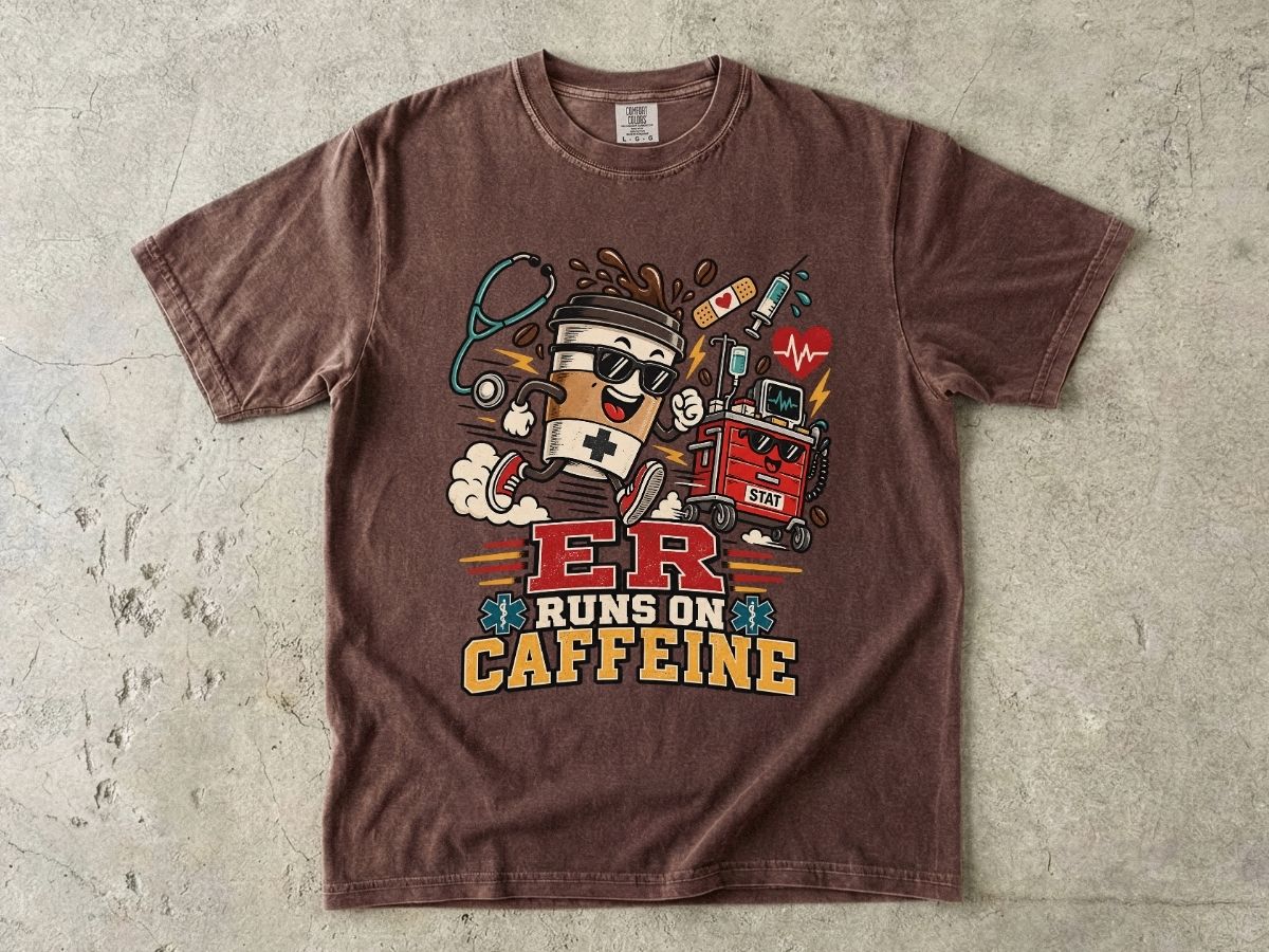 ER Runs on Caffeine Nurse Shirt | ER Nurse Graphic Tee